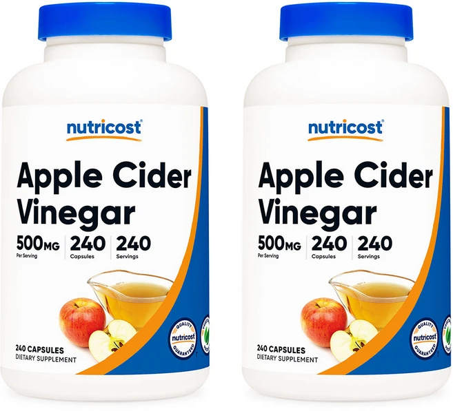 뉴트리코스트 애플 사이다 비니거 500mg 애사비 240캡슐, 240회분, 2개 - 쿠팡