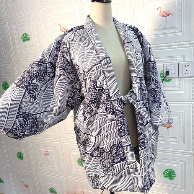 한텐 일본 일본풍 누빔 잠옷 실내 유카타 깔깔이 겨울 기모노 전통