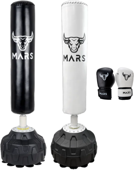 마르스 쓰러지지 않는 가정용 스탠딩 스탠드 복싱 권투 펀치 샌드백, 블랙 170cm+글러브