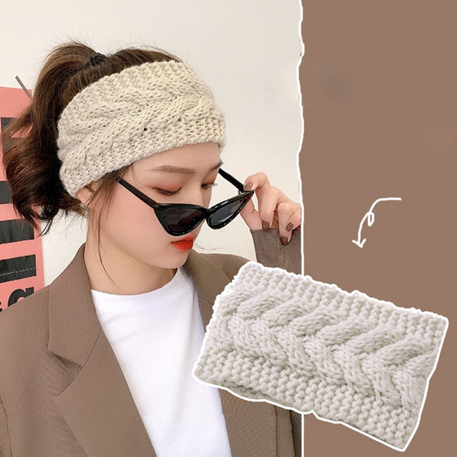 꽈배기 니트 헤어 밴드 넓은 와이드 골지 스포츠 머리띠 헤어링 반다나 터번