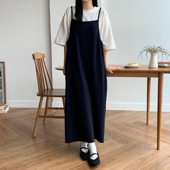 더한땀 빅사이즈 반팔 레이어드 세트 원피스 임산부 임부복