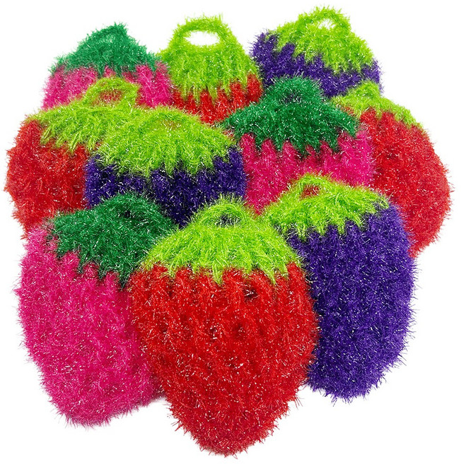 뽀득살림 설거지 주방 수세미 핸드메이드 / 딸기수세미 아크릴, 1개, 10개입