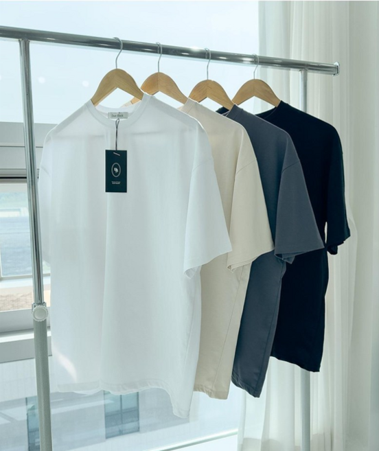 1+1+1 찰랑찰랑 실켓 프리미엄 기본 라운드 여름 남자 반팔티 티셔츠 기본티