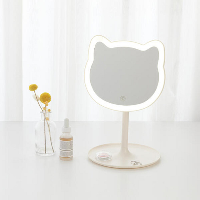 고양이 LED 탁상거울 아이보리, 단품없음, 색상