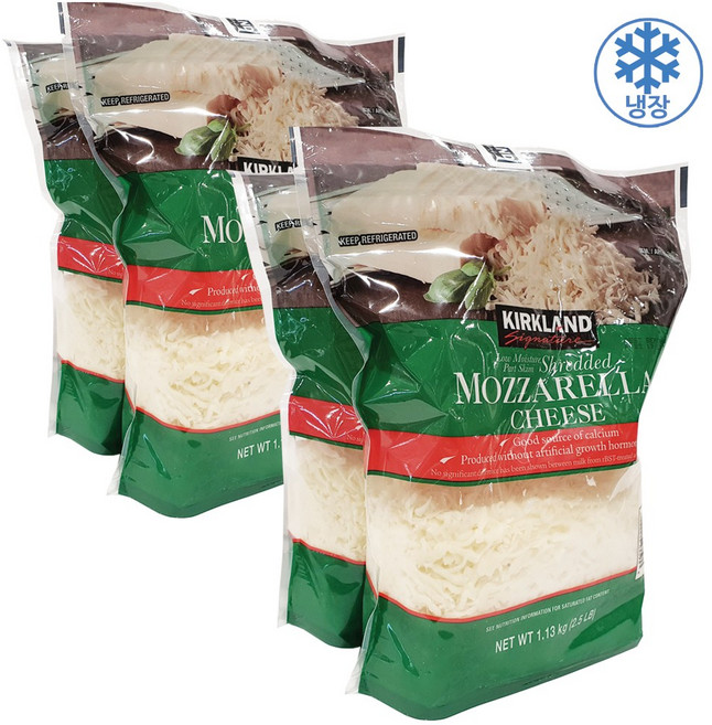 커클랜드 쉬레드 모짜렐라치즈 1.13kg x 2개 미국 피자치즈(아이스박스포함), 4개