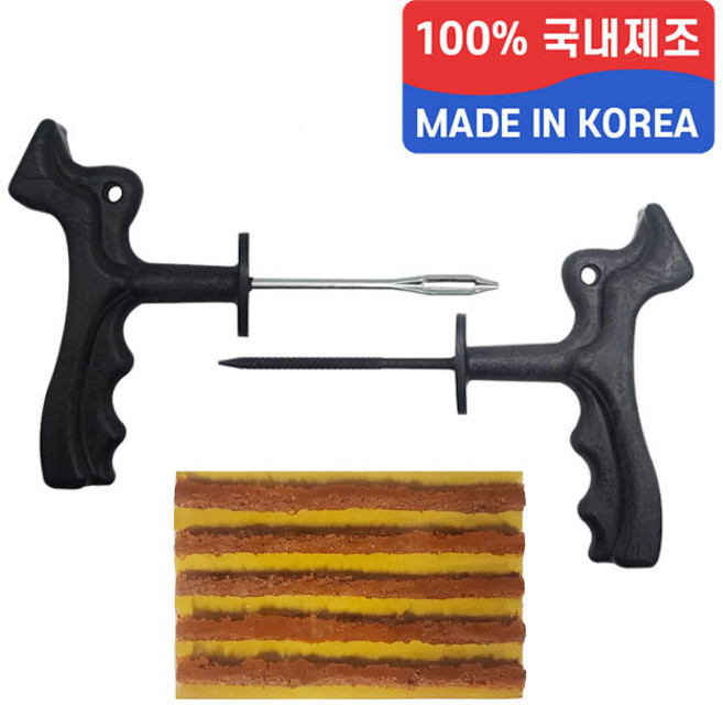 국산 타이어 펑크 수리 세트 끈끈이 빵꾸 씰 지렁이 키트, 1개
