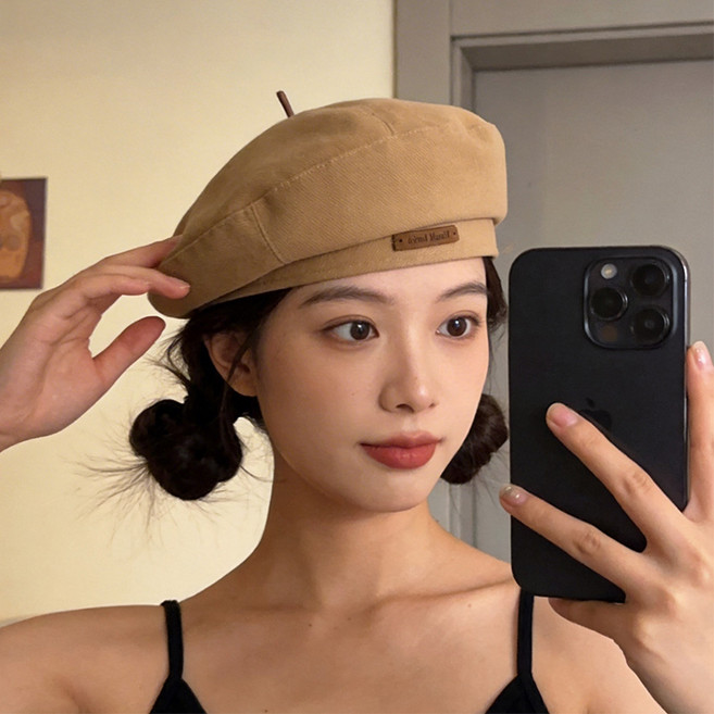 Karsaer 베레모 화가 모자 여성 면 모자 영국풍 귀요미 빈티지 캐주얼 출근 등교 착용 G0058