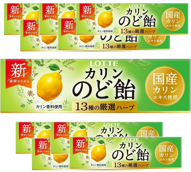 일본 롯데 과일 모과 목캔디 11알 10개, 1세트, 640g