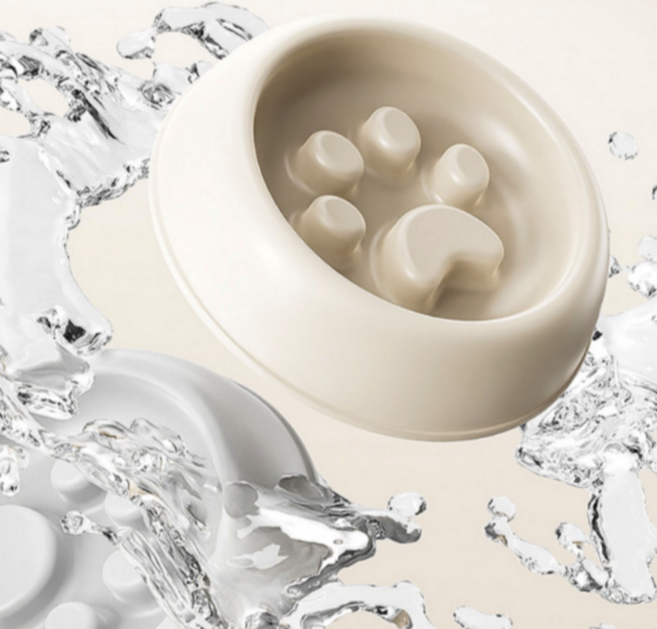 반려동물 급체 방지 강아지 발바닥 슬로우 식기 /아이보리, 1개, 상세페이지 참조