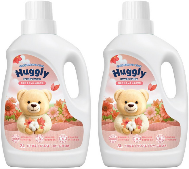 허글리 초고농축 섬유유연제 노벨라코튼, 2개, 3L