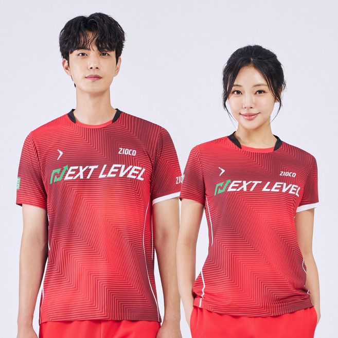 AQTS-1073R/1074R 넥스트레벨 레드 반팔 티셔츠 탁구복 배드민턴의류 스포츠의류