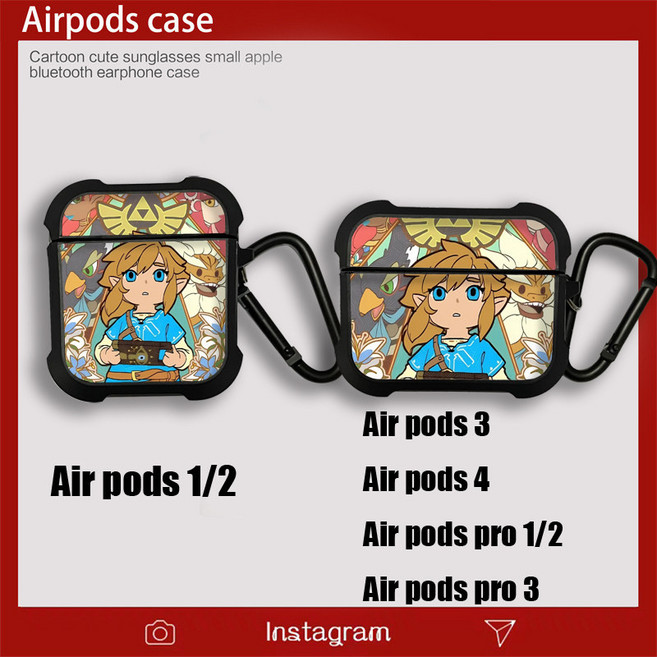 젤다의 전설 링크 마스터소드 에어팟 프로 1 2 3세대 일러스트 케이스, 1개, H AirPods 4, 단일 모델