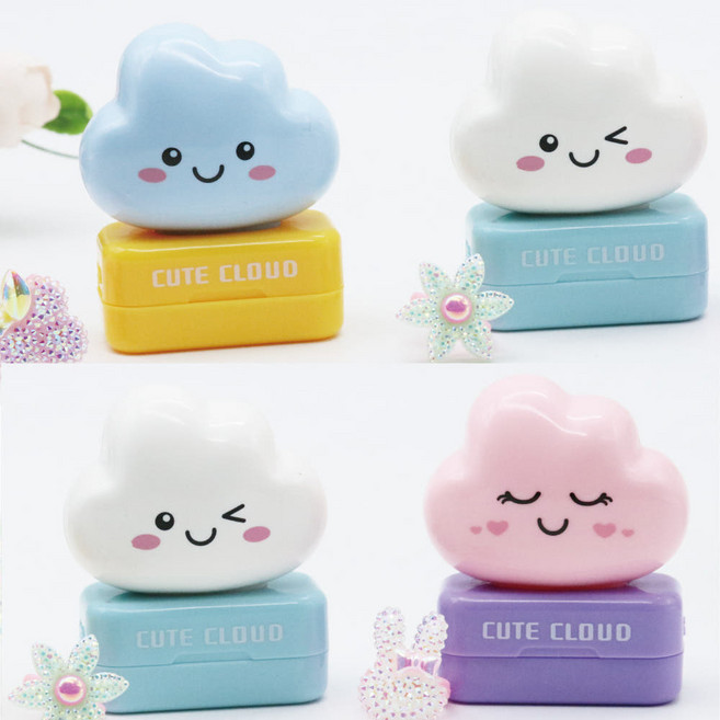 이안 컬러 미니 네임스탬프 만년스탬프 책도장, 구름 화이트, 파랑