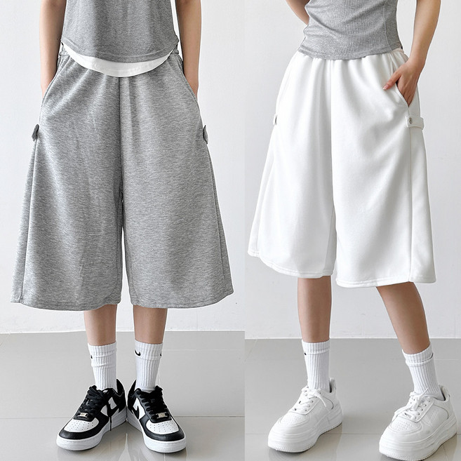 [적극추천] 사이드 스냅 버뮤다 반바지 트레이닝 비조 스웻팬츠 편한 여름 하프 6부 남녀공용