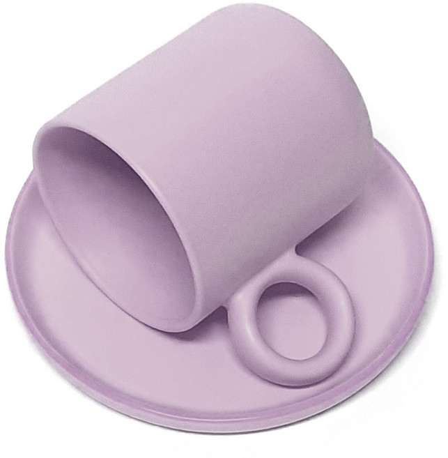 토탈하우스 (머그+접시) 티니블랑 에이미 브런치세트 디저트 홈카페 플레이트 카페머그 머그잔 머그컵 디저트접시, 1세트, 파스텔퍼플