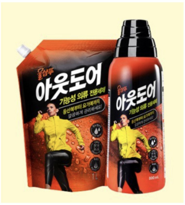 애경 울샴푸 아웃도어 용기 0.8L +리필 1L, 1개