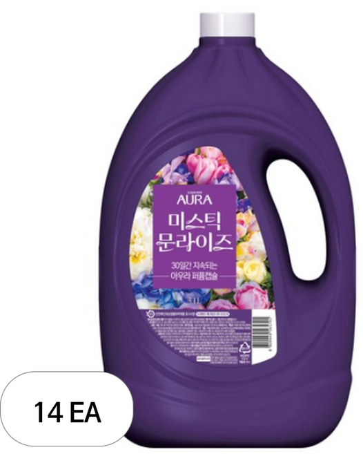아우라 초고농축 퍼퓸캡슐 섬유유연제 미스틱문라이즈, 3.1L, 14개
