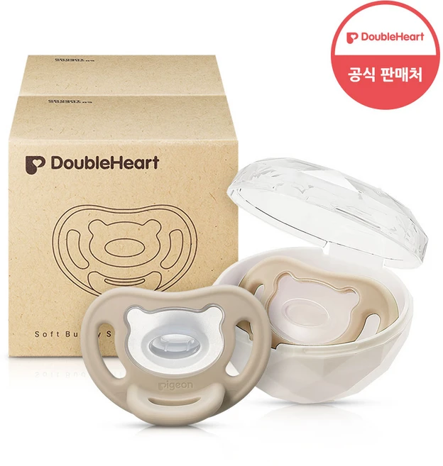 더블하트 Soft Buddy 노리개 젖꼭지 버디노리개2단계 퍼플M, 2단계, 베이지, 2개 - 쿠팡