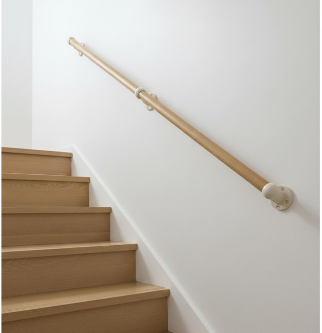 고급형 계단 복도 병원 요양원 벽부형 안전손잡이 우드타입 38파이 핸드레일, 단구2+양구1, 1개