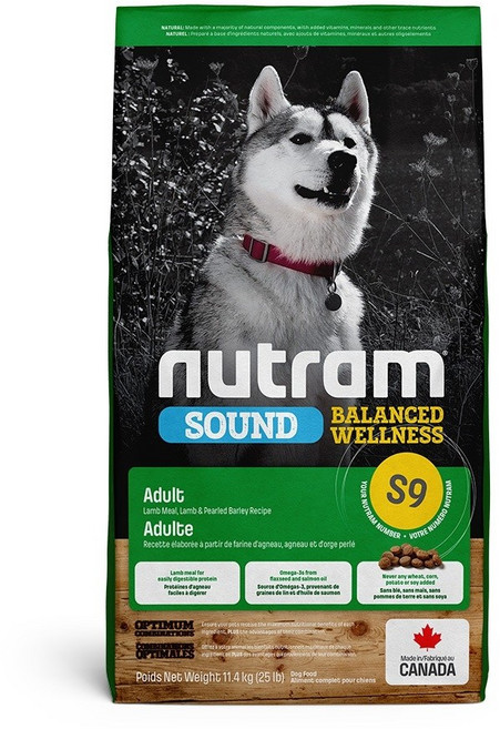 紐頓 Nutram S9 均衡健康系列 羊肉+南瓜 成犬 狗飼料, 1個, 11.4kg, 羊肉