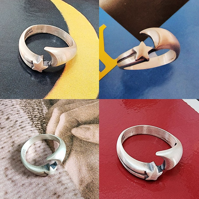 댄디홍 925실버반지 별과 달 남자반지 커플링 국내공방제작