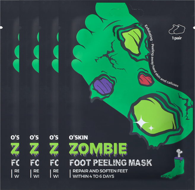 오스킨 좀비 발각질제거 풋필링 마스크 팩, 1매, 4개, 40g
