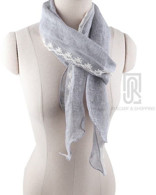 여성 여름 프릴레이스 린넨 롱스카프 마스카프