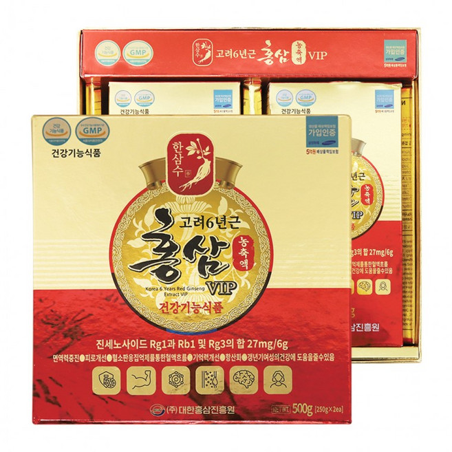 고려 6년근 홍삼 농축액 VIP 250g 2병 / 당일배송 / 쇼핑백 증정