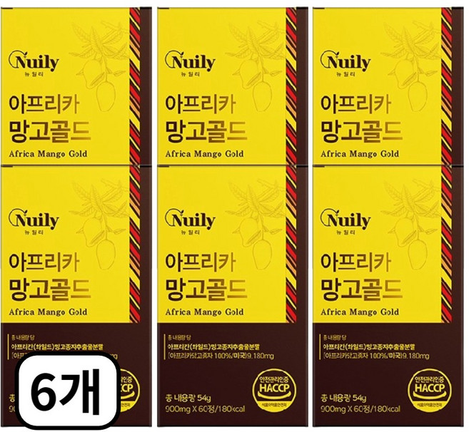 아프리카 와일드망고 종자추출물 씨앗 Wild Mango Seed 모로오렌지 정제형 식약처 haccp 인증, 6개, 60정