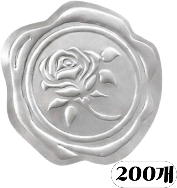 나라에센셜 결혼 청첩장 봉투 실링 답례 감사합니다 스티커, 200개, 실버 장미