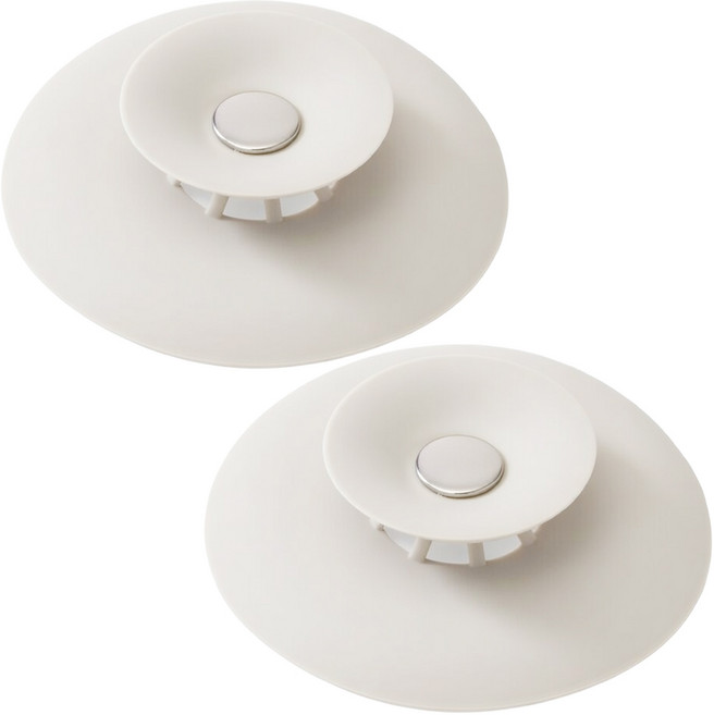 바이트 실리콘 싱크대 세면대 공용 똑딱이 배수구 마개 거름망 냄새차단 덮개, 2개, 화이트