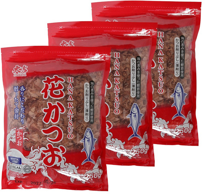 타코야끼 토핑용 프리미엄 가쓰오부시 [다이키치 100% 훈연가다랑어], 3개, 150g