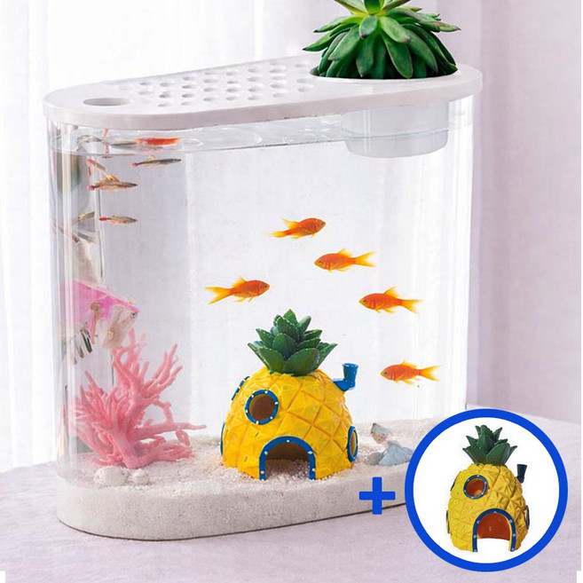 사니사니 아크릴 투명 깨지지않는 미니어항, 1개, 화이트