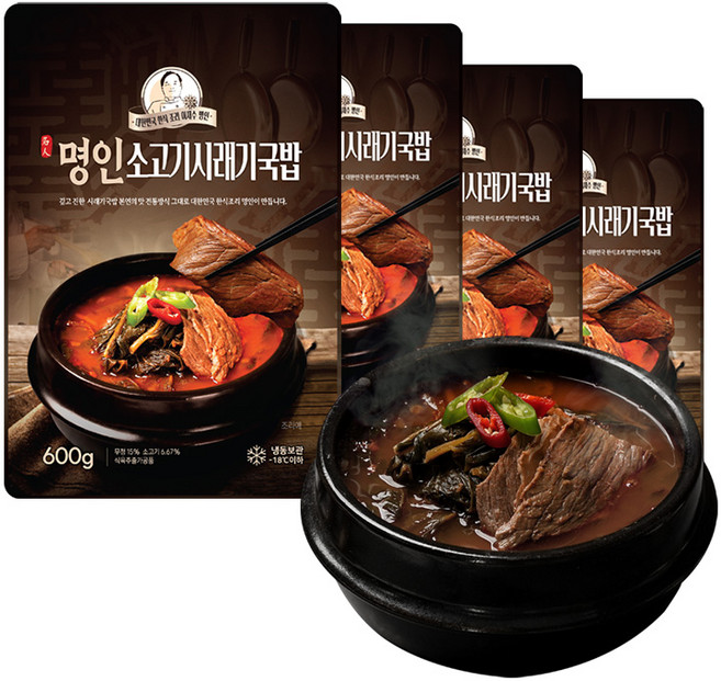 이가네식품 이재수명장 명인의 프리미엄 명인소고기시래기국밥 1-2인분, 4개, 600g