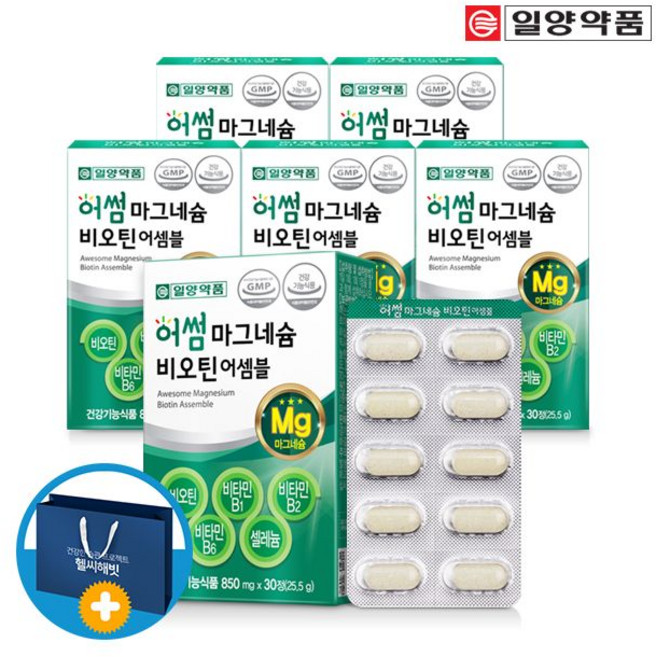 일양약품 산화 마그네슘 비오틴 비타민B 126 셀레늄, 30정, 6개