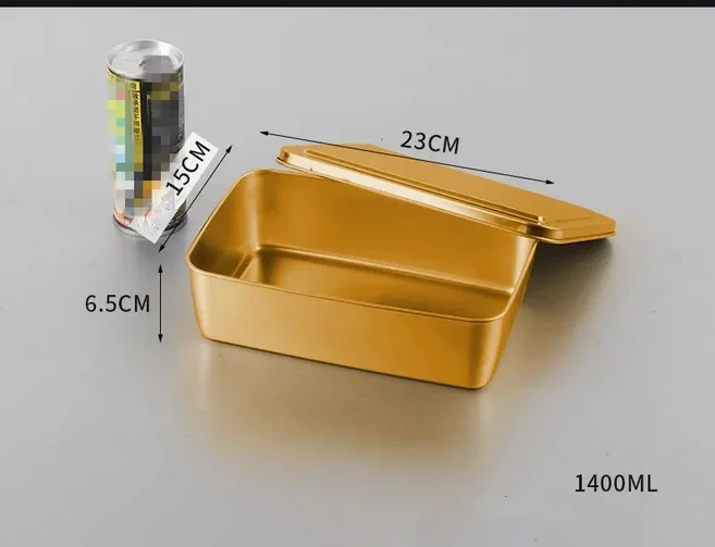 스테인리스 스틸 골든 플레이트 세트 직사각형 보관 티라미스 뚜껑 커버 포함 케이크 빵 베이킹 팬 서비스, 02 23x15x6.5cm