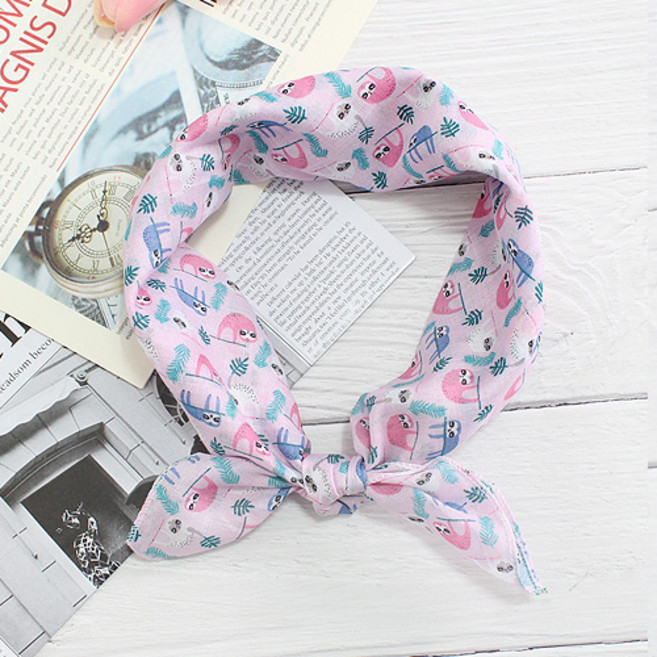 렌느 여성손수건 아사 가제 면 쁘띠 목손수건 플라워 꽃무늬 미니 쁘띠 스카프 선물