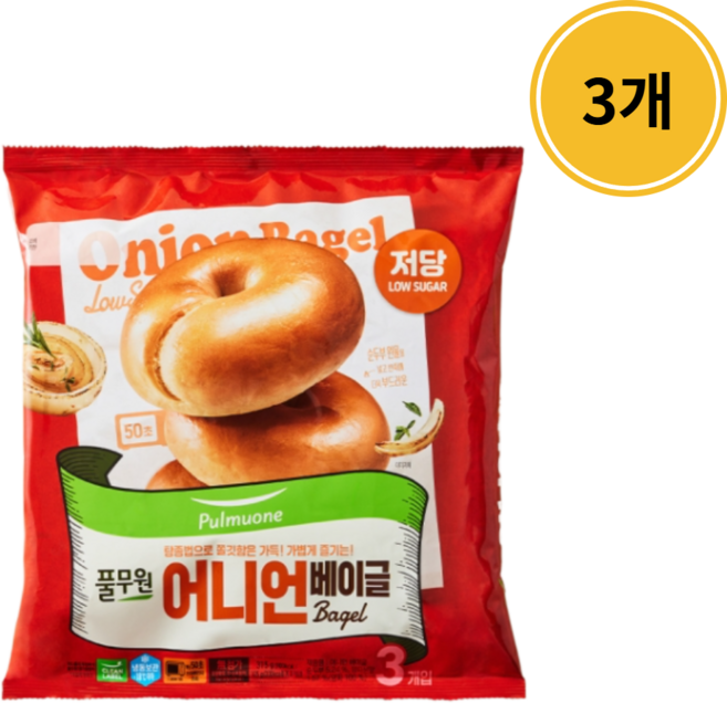풀무원 저당 어니언 베이글, 3개, 315g