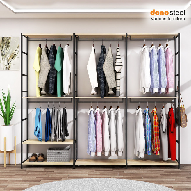도노스틸 올리카 A7 철제드레스룸 시스템행거 연결옷장 깊이 40cm, 블랙