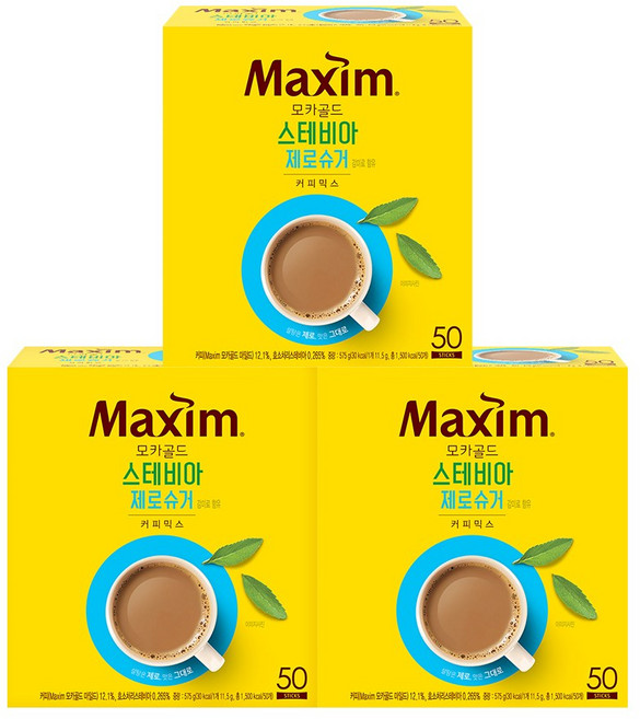 맥심 모카골드 스테비아 제로슈거 커피믹스, 11.5g, 3개, 50개입