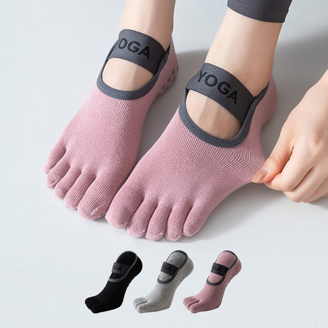 홀리데이 미끄럼방지 논슬립 토삭스 발가락양말 필라테스 요가양말 3켤레세트