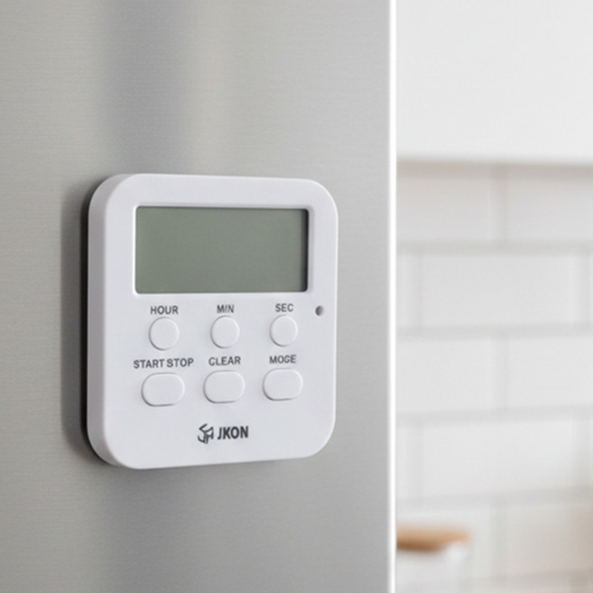 제이콘 주방 공부 요리 무소음 자석 스톱워치 알람 디지털 타이머 사은품 증정, 1개, 화이트