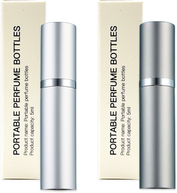 [1+1] 셀벨 베이직 고급 향수케이스 휴대용 펌핑 자동 하단 충전 리필 향수공병 5ml, 1개, 실버+그레이