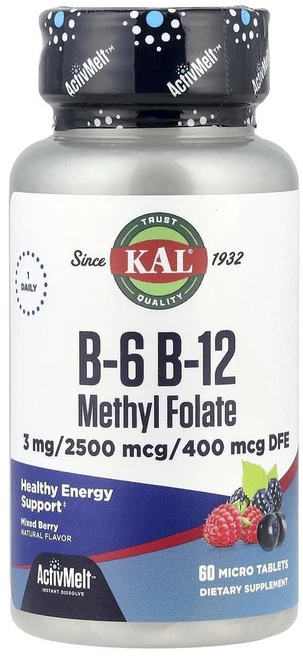 KAL B-6 B-12 메틸 폴레이트 B-6 B-12 Methyl Folate 60정, 1개 - 쿠팡