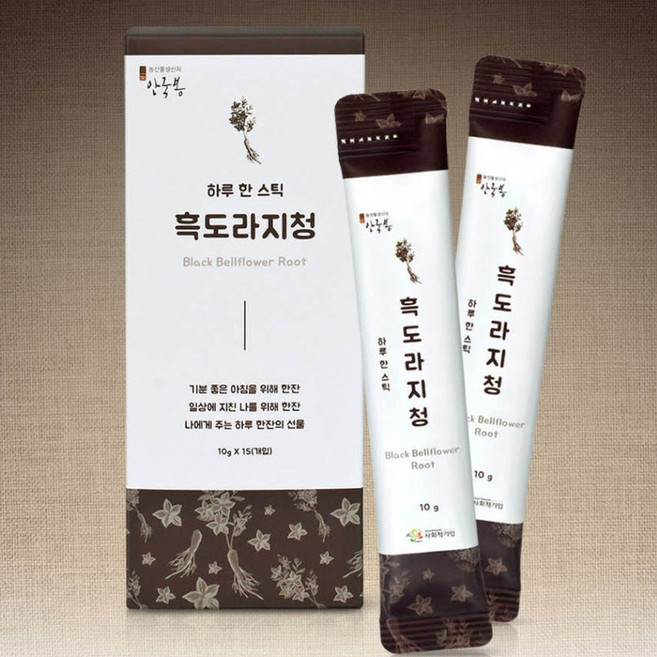 15TX10g 구증구포 흑도라지 농축 도라지청 도라지차 발효도라지청 스틱형 개별포장 발효 흑도라지청, 10g