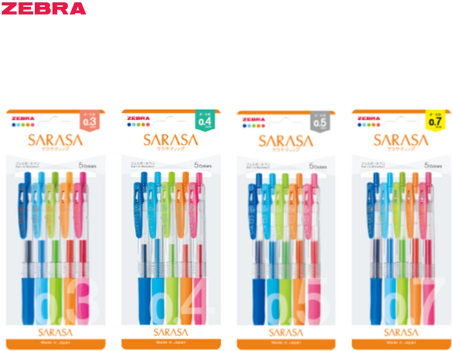 [제브라] 사라사 클립 중성펜 5색 세트, 1개, 0.4mm 5색세트