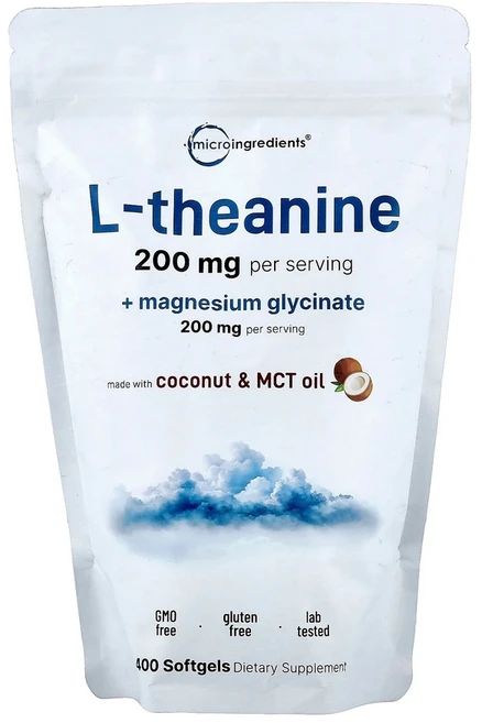 Micro Ingredients L theanine 마그네슘 글리시네이트 소프트젤 400정, Micro Ingredients, l-테아닌 + 마그네, 1개 - 쿠팡
