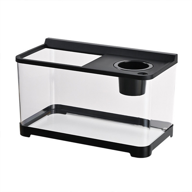 HK sell 물결정원 안깨지는 아크릴 어항 3컬러 LED 열대어 금붕어 구피 수족관, 블랙