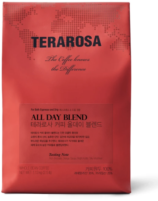 테라로사 커피 올데이 블렌드 커피 원두, 분쇄안함, 1.13kg, 1개