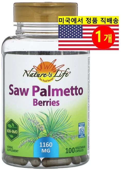Nature's Life 쏘팔메토 베리 추출 580mg Saw Palmetto, 1개, 100정 - 쿠팡